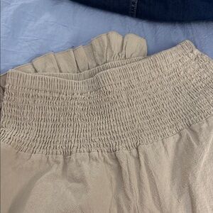 Emery Rose Beige Smocked High Waisted Pants